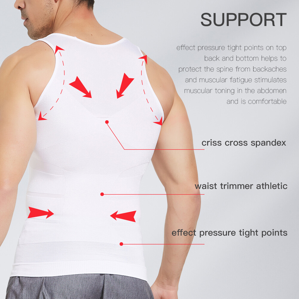 Men Compression Shirts Shapewear Vest Body Shaper Abs Abdomen Slim Elastic Tank