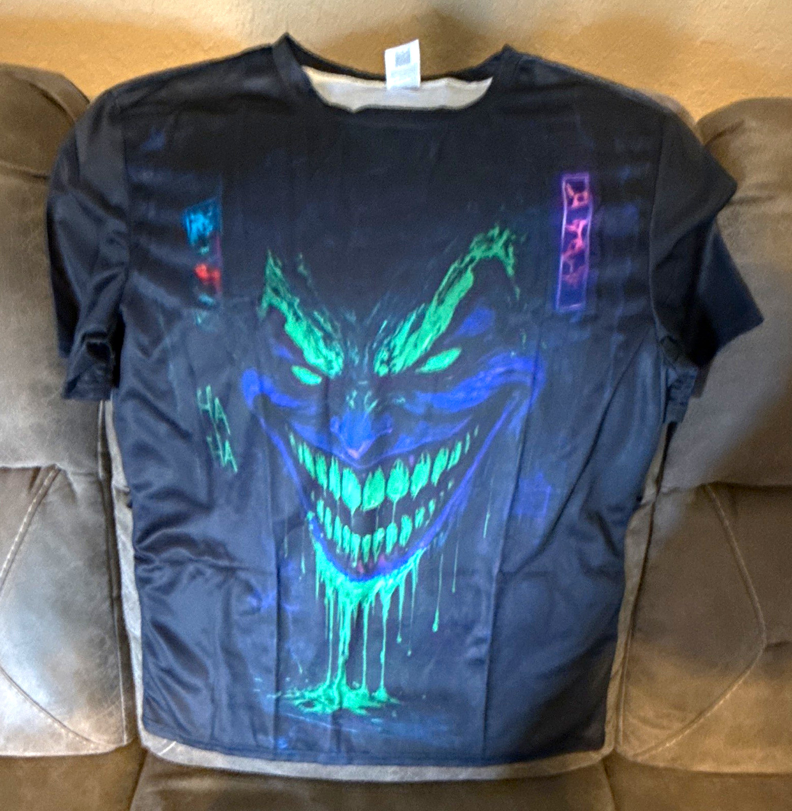 Men’s XL Black Graphic Print Short Sleeve Crew Neck T-Shirt Polyester Blend