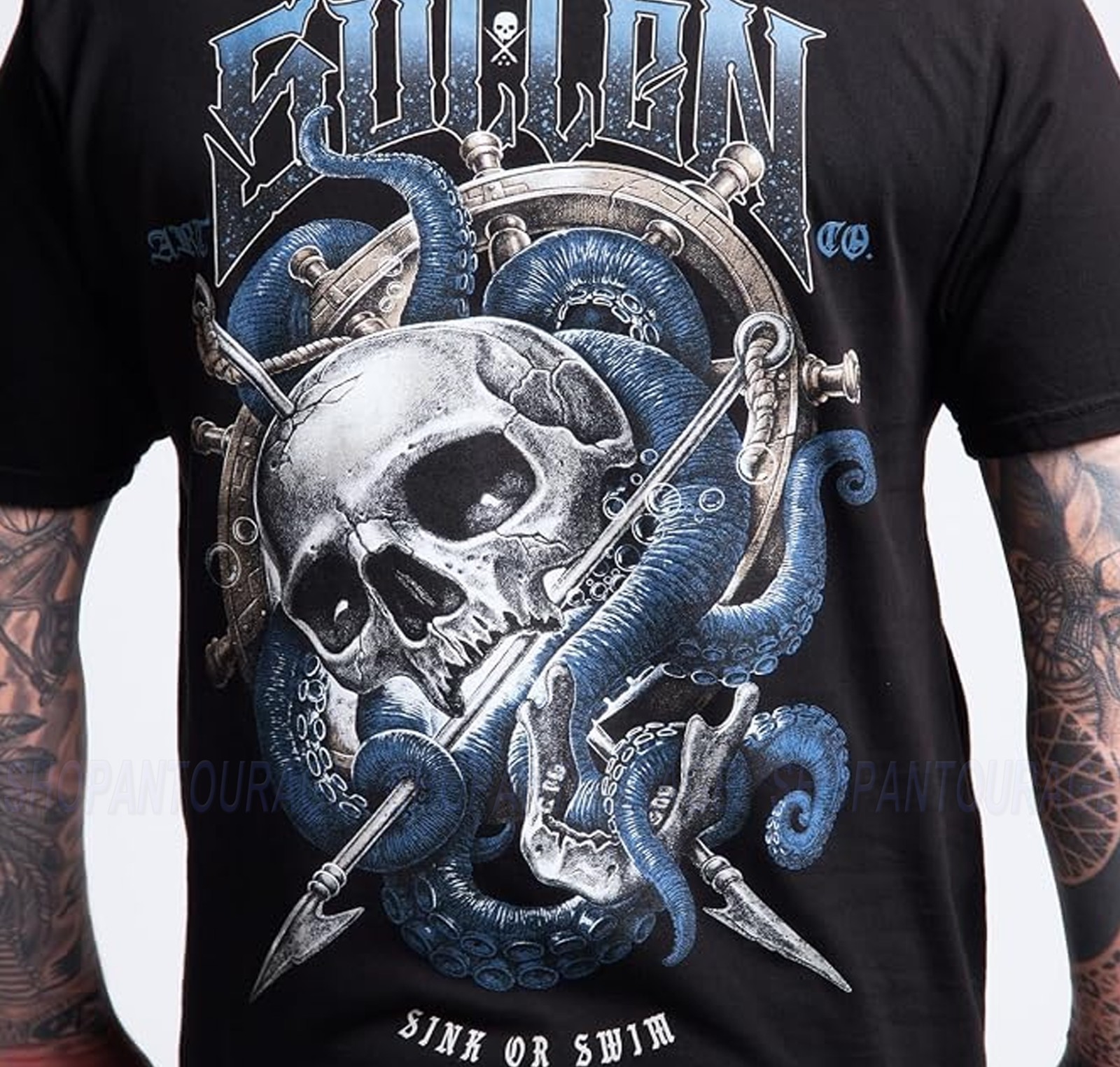 Sullen Art Collective Harpoon Skull Premium SCM8093 Short Sleeve T-shirt For Men