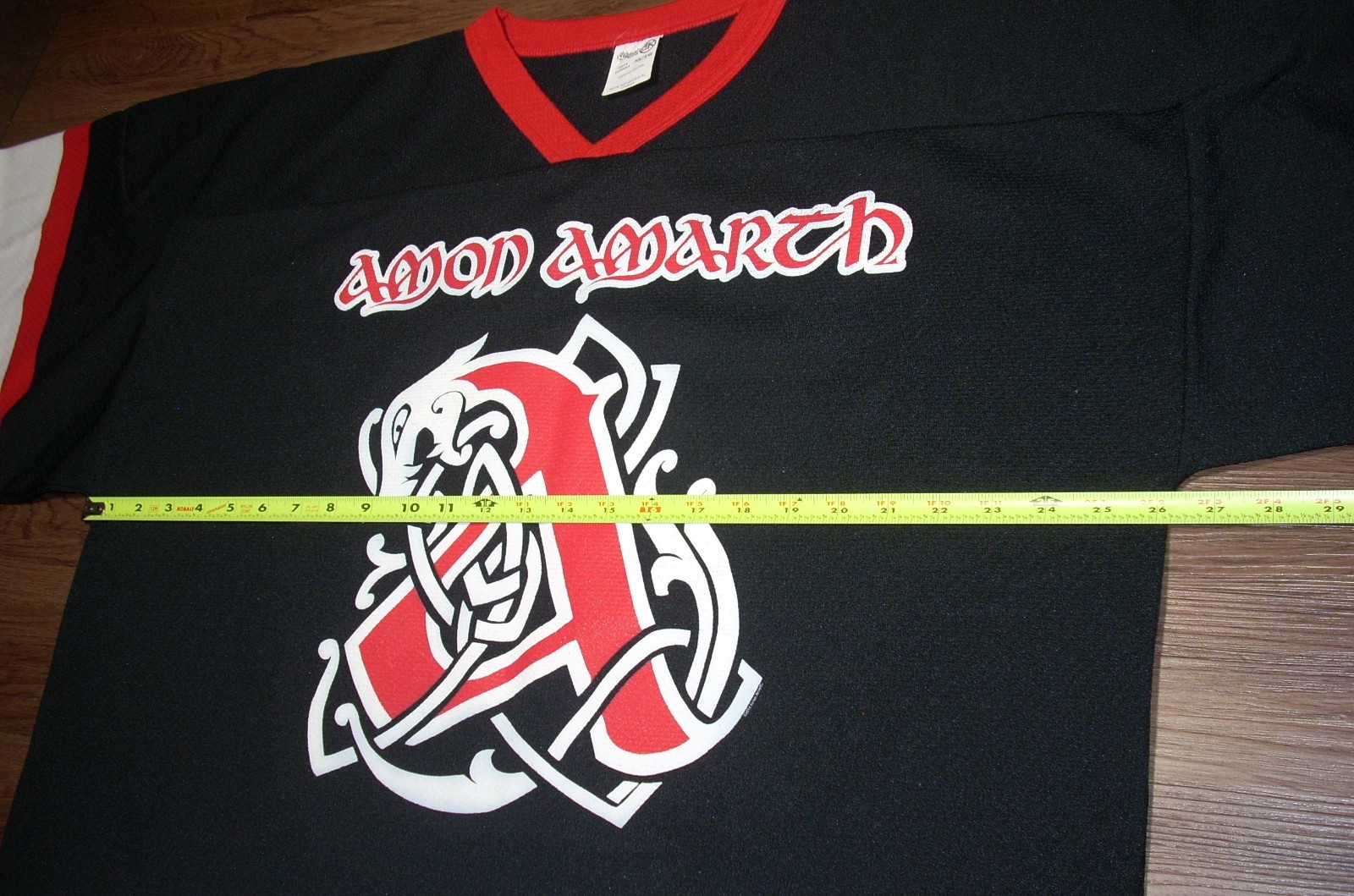 Amon Amarth Viking 11 – X-LARGE Band Logo Hockey Jersey – Canada Red White Black