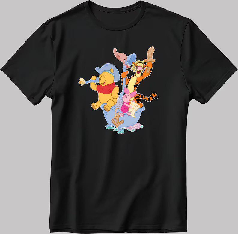 DISNEY WINNIE THE POOL FRIENDS FOREVE BLACK T SHIRT WITH UNISEX STYLE BEST GIFT