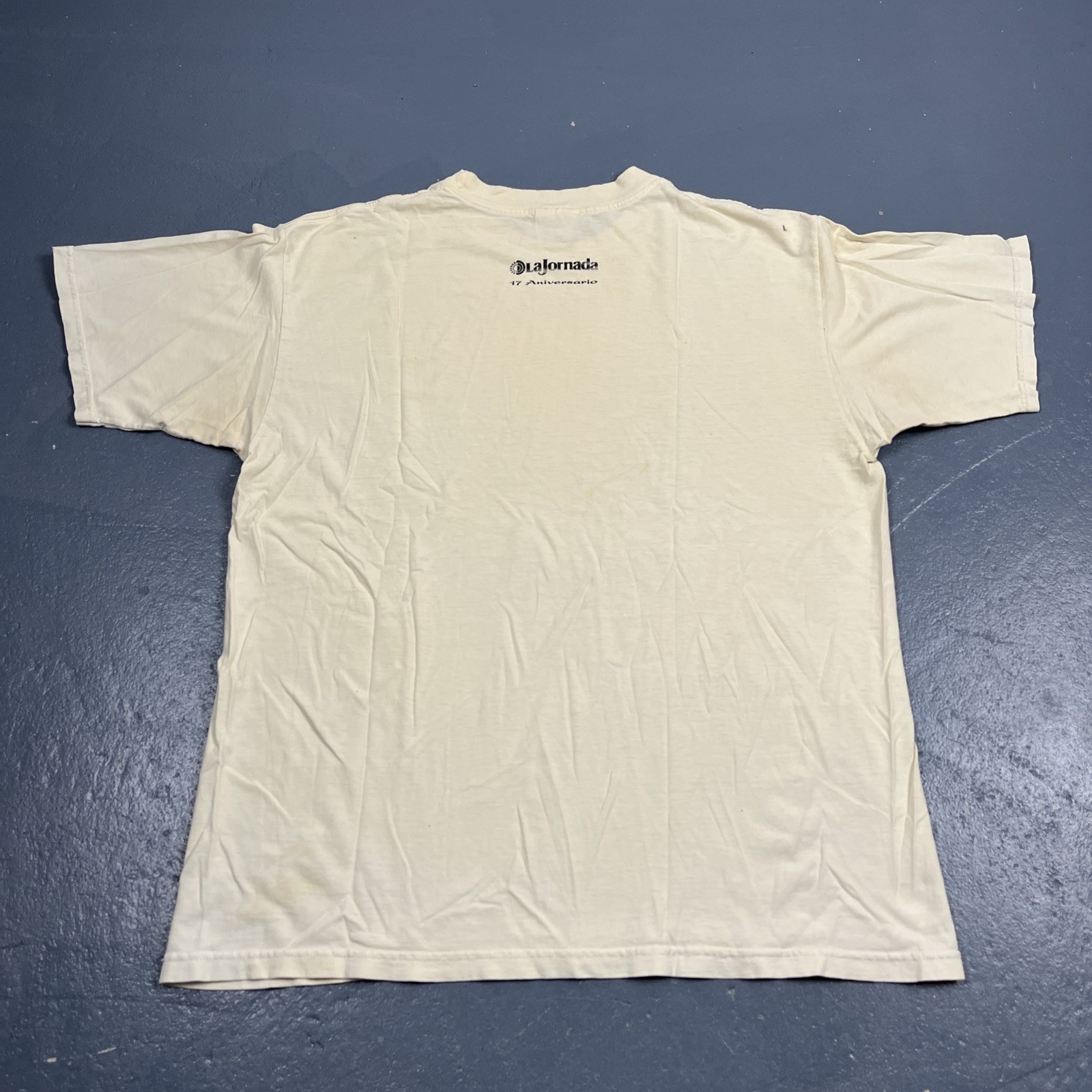 Vintage La Jornada Newspaper 17th Anniversary Tshirt 2001 Large Yellow Dbl Sided