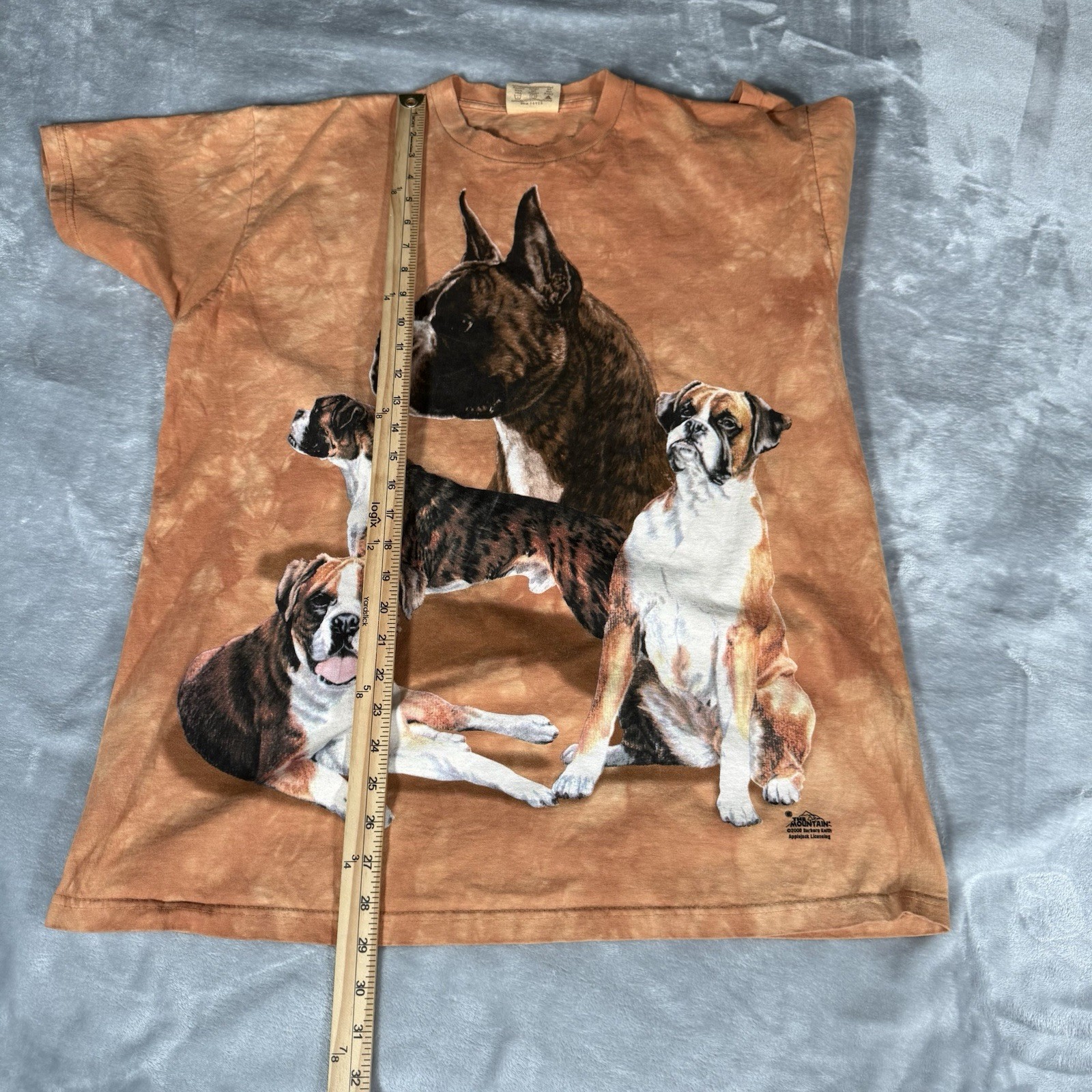 Vintage The Mountain Boxer Dog T Shirt Mens L Tie Dye Animals Brown 2000 Y2K