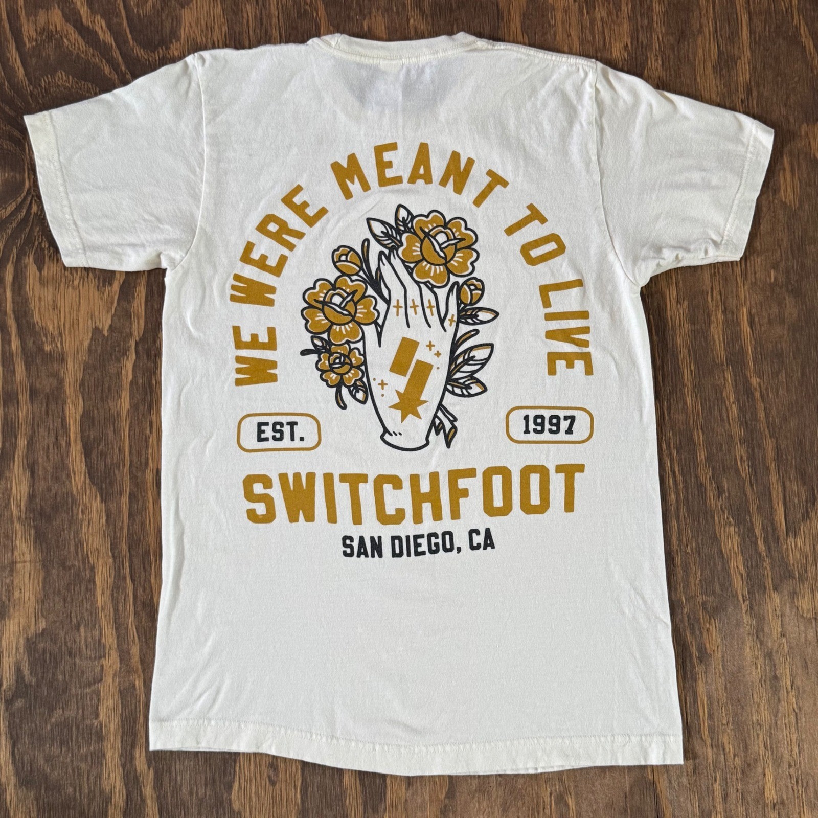 Switchfoot We’re Meant To Live Shirt Medium Cream Band Tee Front Back Graphic
