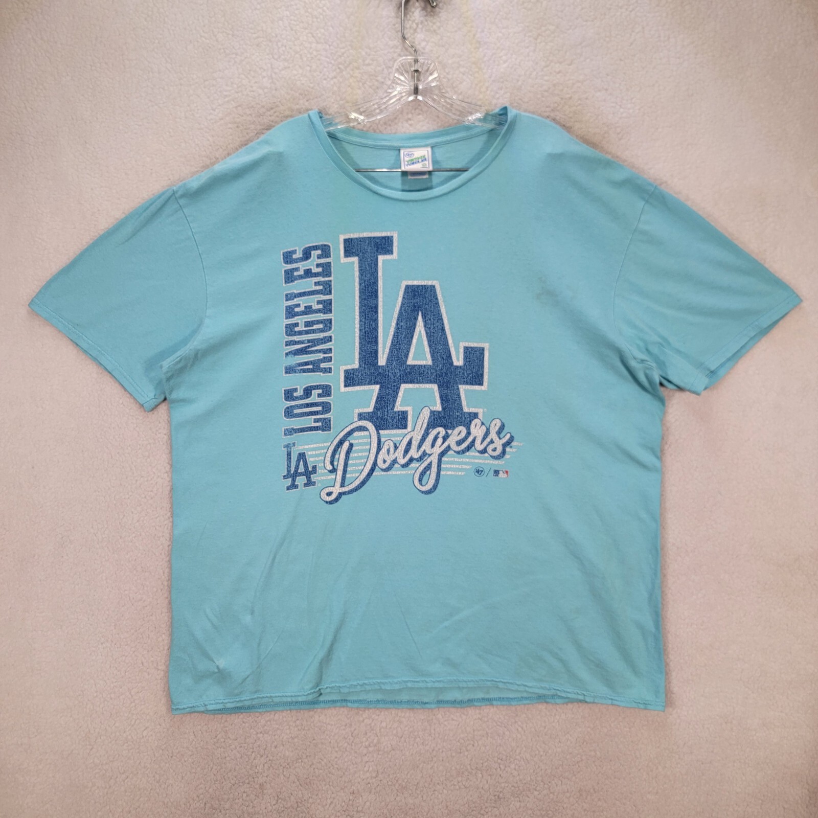LA Los Angeles Dodgers Light Blue Short Sleeve Graphic Tee Casual TShirt Size XL