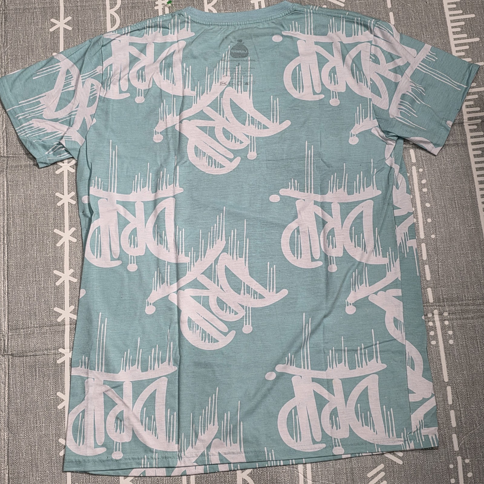 Launder Mens Shirt Large L Graffiti Drip Short Sleeve Camisa Multi Color