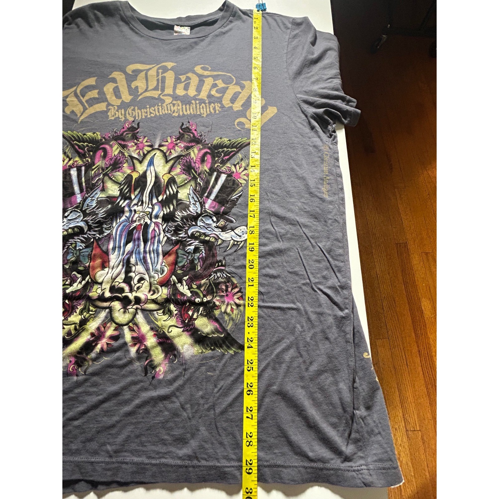 Ed Hardy Christian Audigier Men’s Graphic Shirt Dark Grey XXL Death Angel Lover