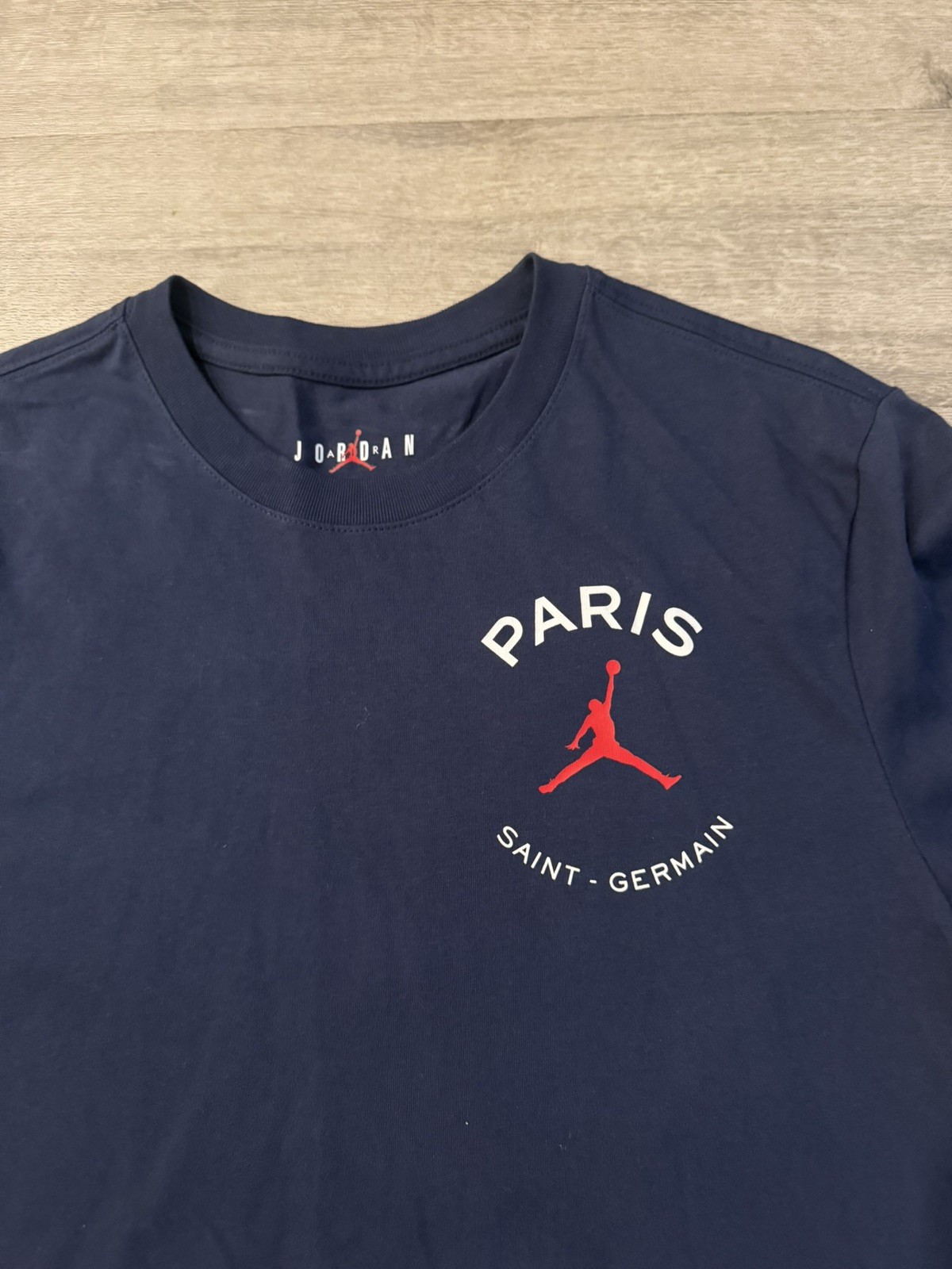 NWOT Jordan Paris Saint-Germain Logo Blue PSG Short Sleeve T Shirt M Medium