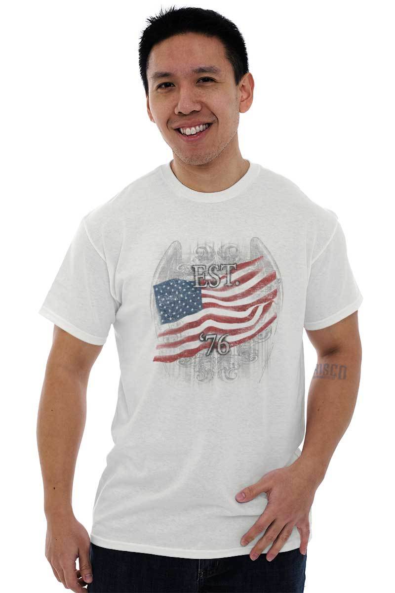 American Flag USA Patriotic United States Adult Short Sleeve Crew T Shirt