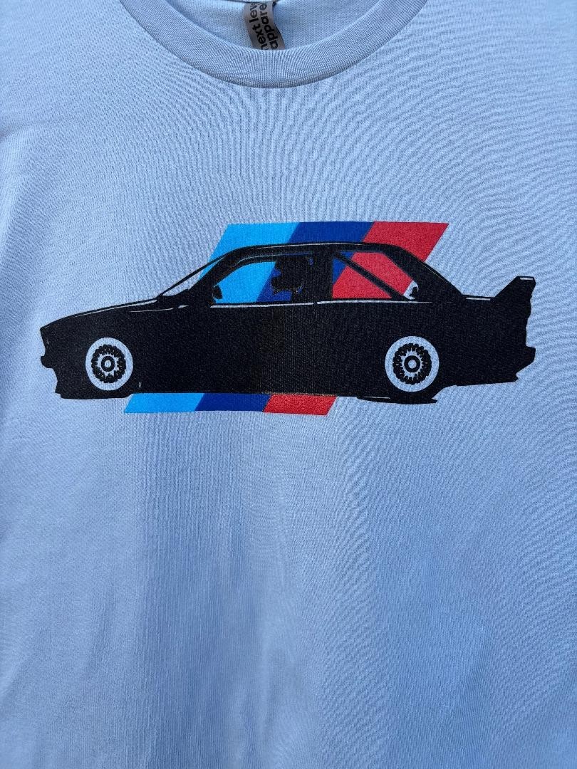 BMW E30 T SHIRT LIGHT BLUE RACING M RACE CHAMPION NURBURGRING DTM