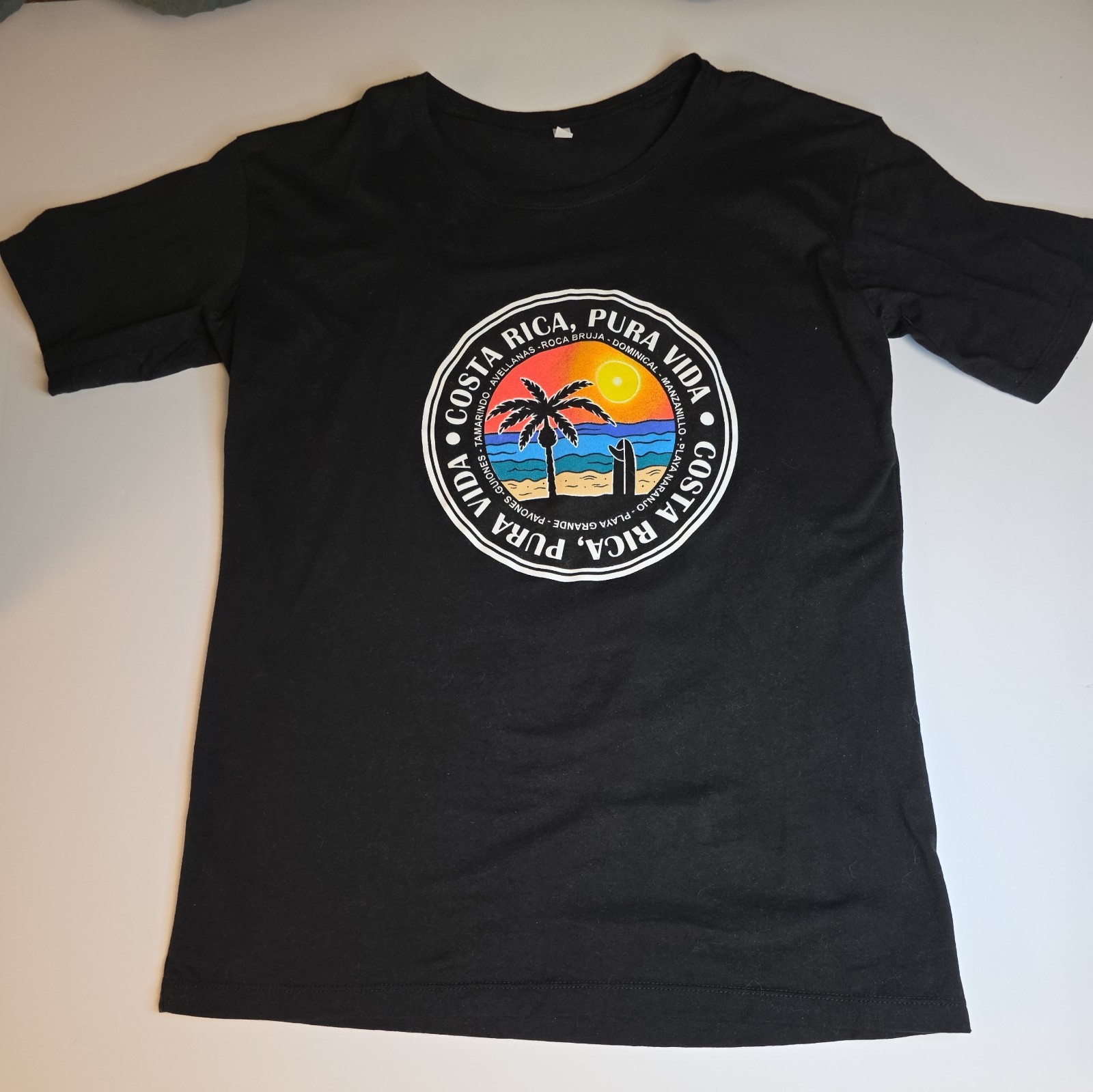 Costa Rica Pura Vida Men’s M Black Graphic T‑Shirt Beach Sunset Cotton Blend