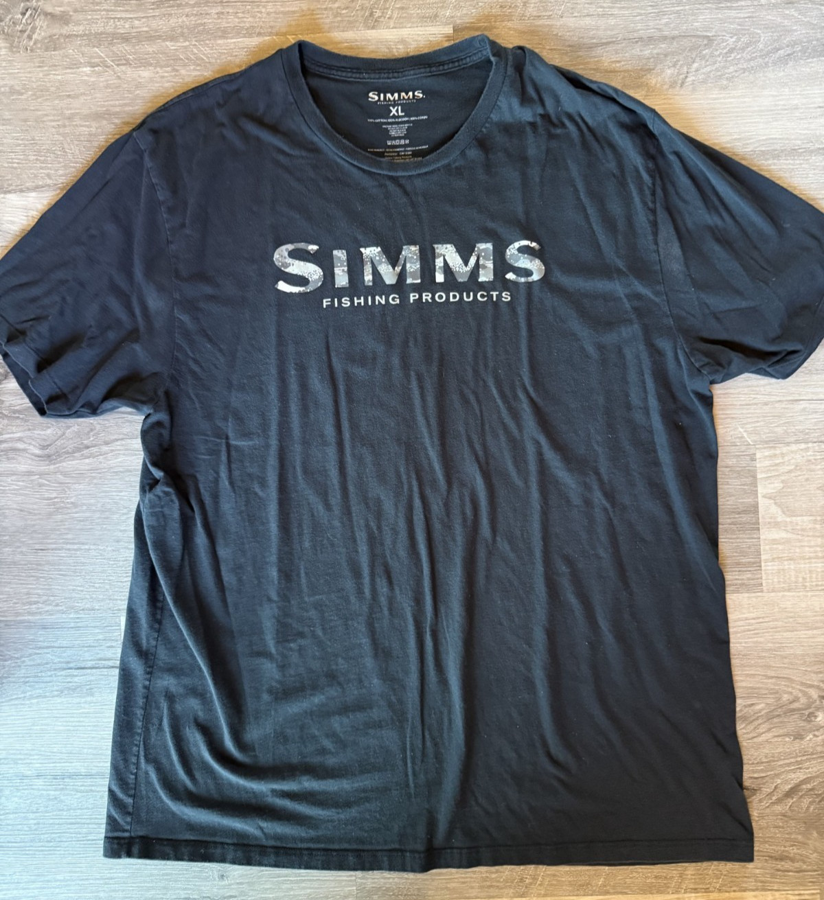 Simms Fishing T-Shirt Mens Size XL Black