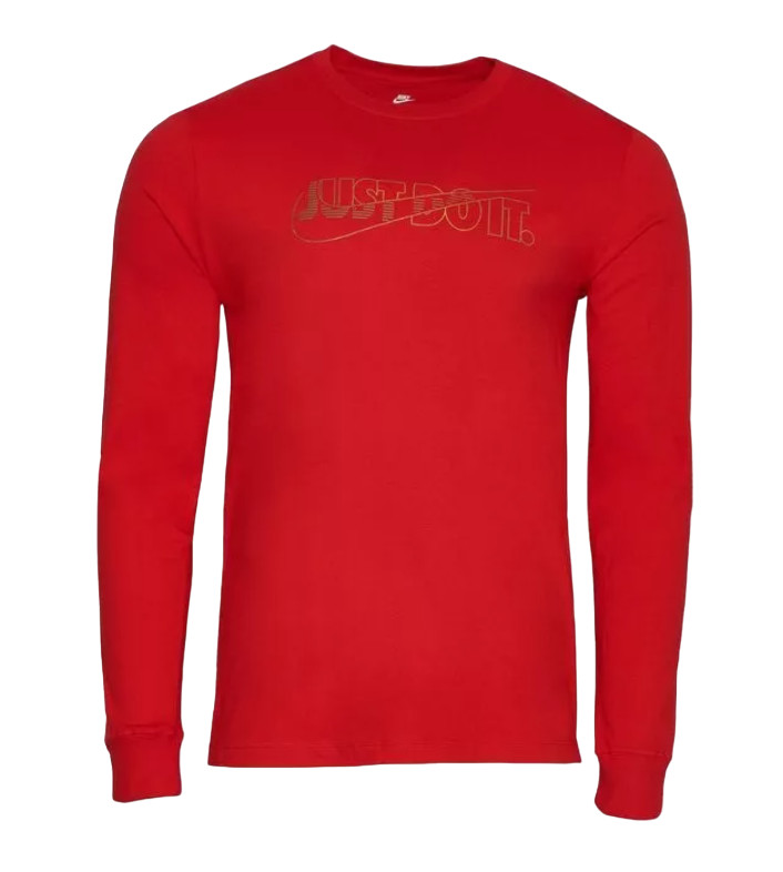 Nike Foil Franchise Just Do It Tee Red Long Sleeve Men’s T-shirt Size M NEW