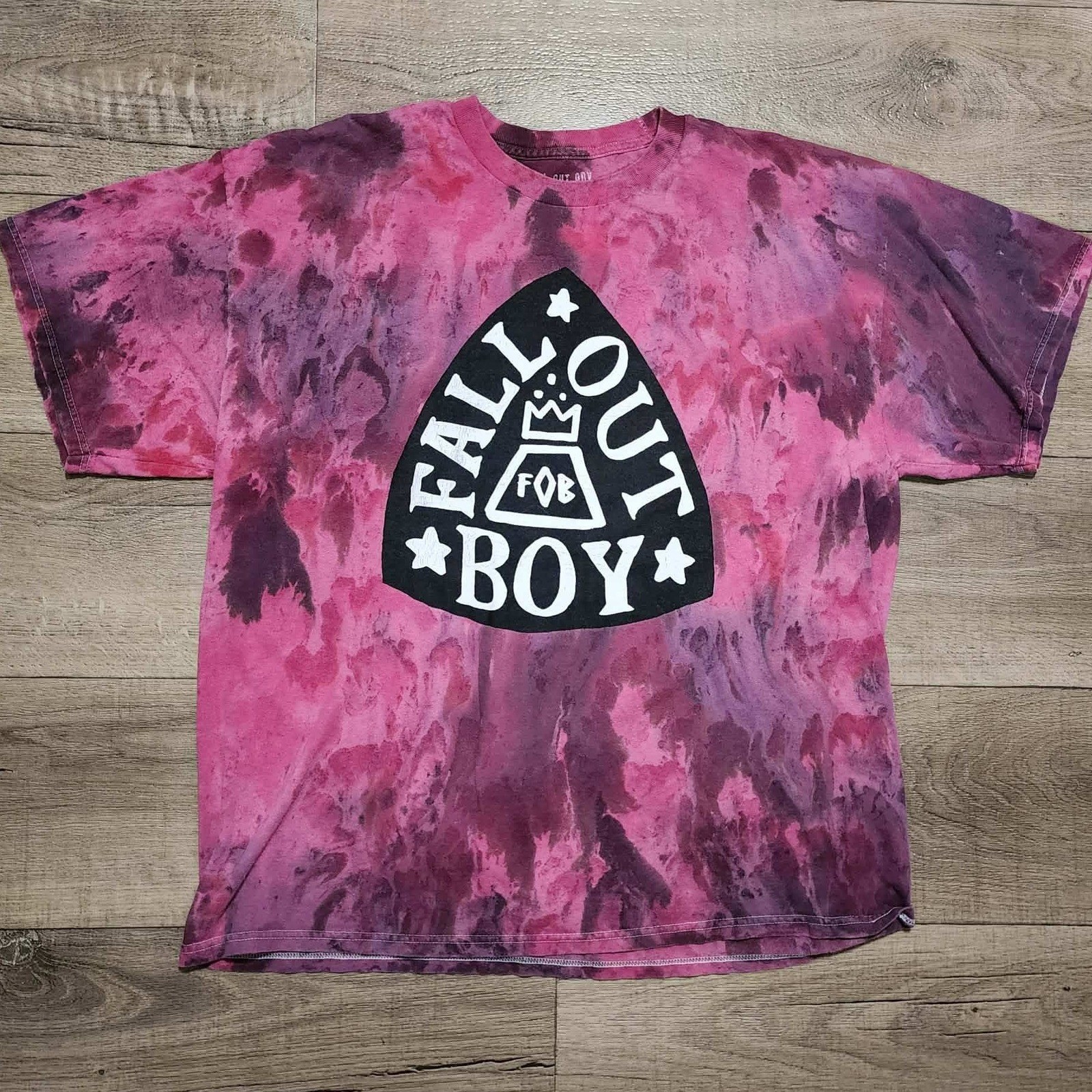 Fall Out Boy Pink Purple Tie Dye Graphic T-Shirt Mens XL Manhead Band Merch Tee