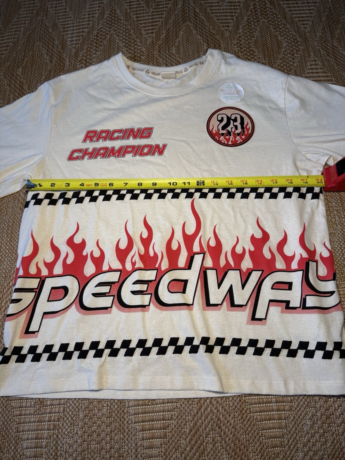 Recycled Threads Men’s NASCAR Racing Graphic Flame Tshirt “Speedway,” Size L,NWT