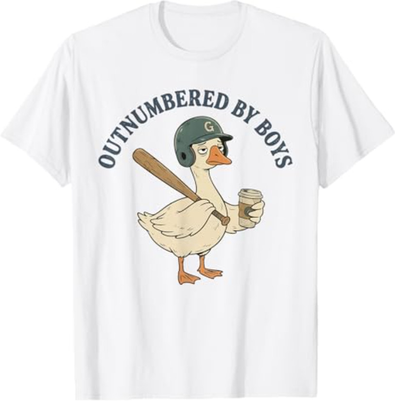 Funny Boy Mom Goose Mothers Day Outnumbered By Boys Baseball T-Shirt