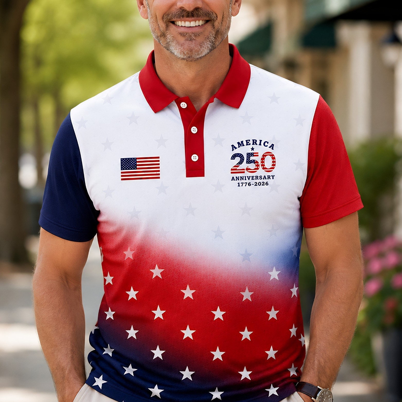250 Years Of Freedom Patriotic Golf Shirt, Gradient 4th Of July Golf Polo(S-5XL)