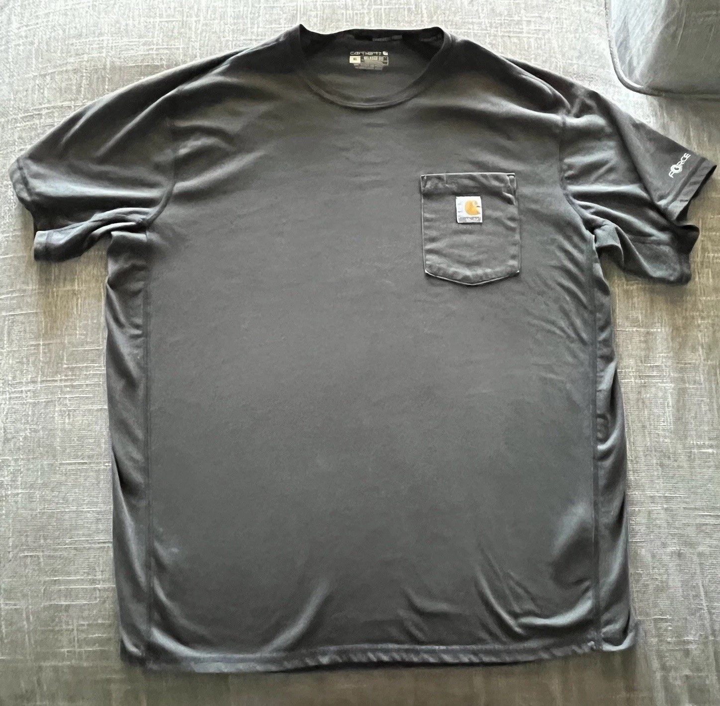 Carhartt Force Work Shirt XL Relaxed Fit Gray Chest Pocket Crewneck Mens