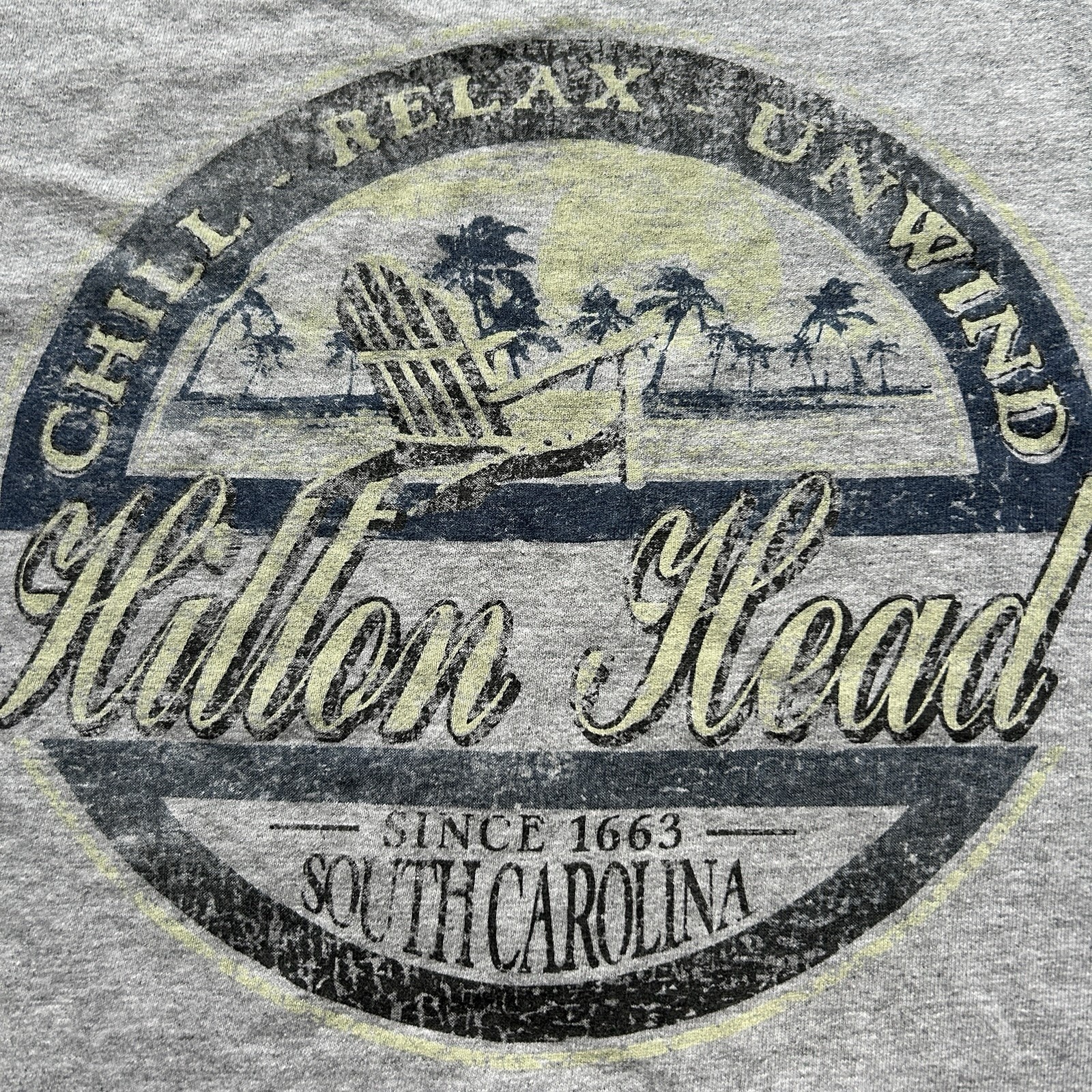 Vintage distressed Hilton Head South Carolina Heather Gray Crewneck T-Shirt – S