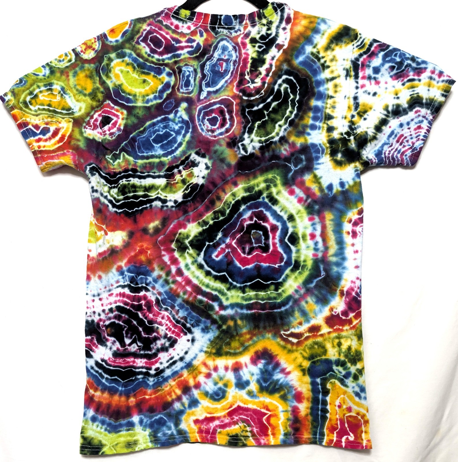 Handmade Tie Dye Multicolor Rainbow Geode Pattern Small Shirt 17″ W X 26.5″ L