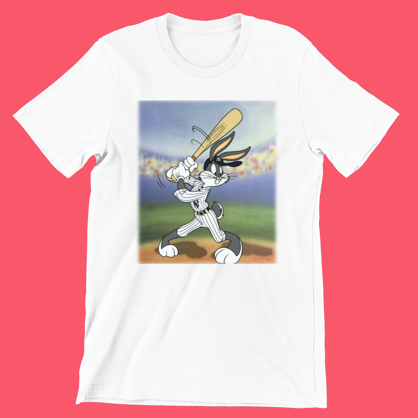 Bugs Bunny at Bat New York Yankees Caricature White Men All size T-Shirt NG2836