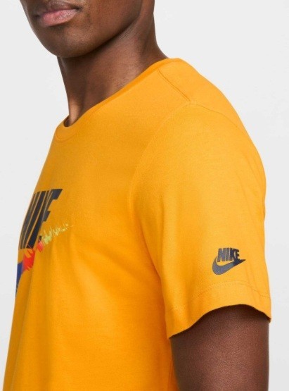 Nike Men Sportswear Graphic Sz Large T-Shirt Yellow Gold Multi Color Swoosh New