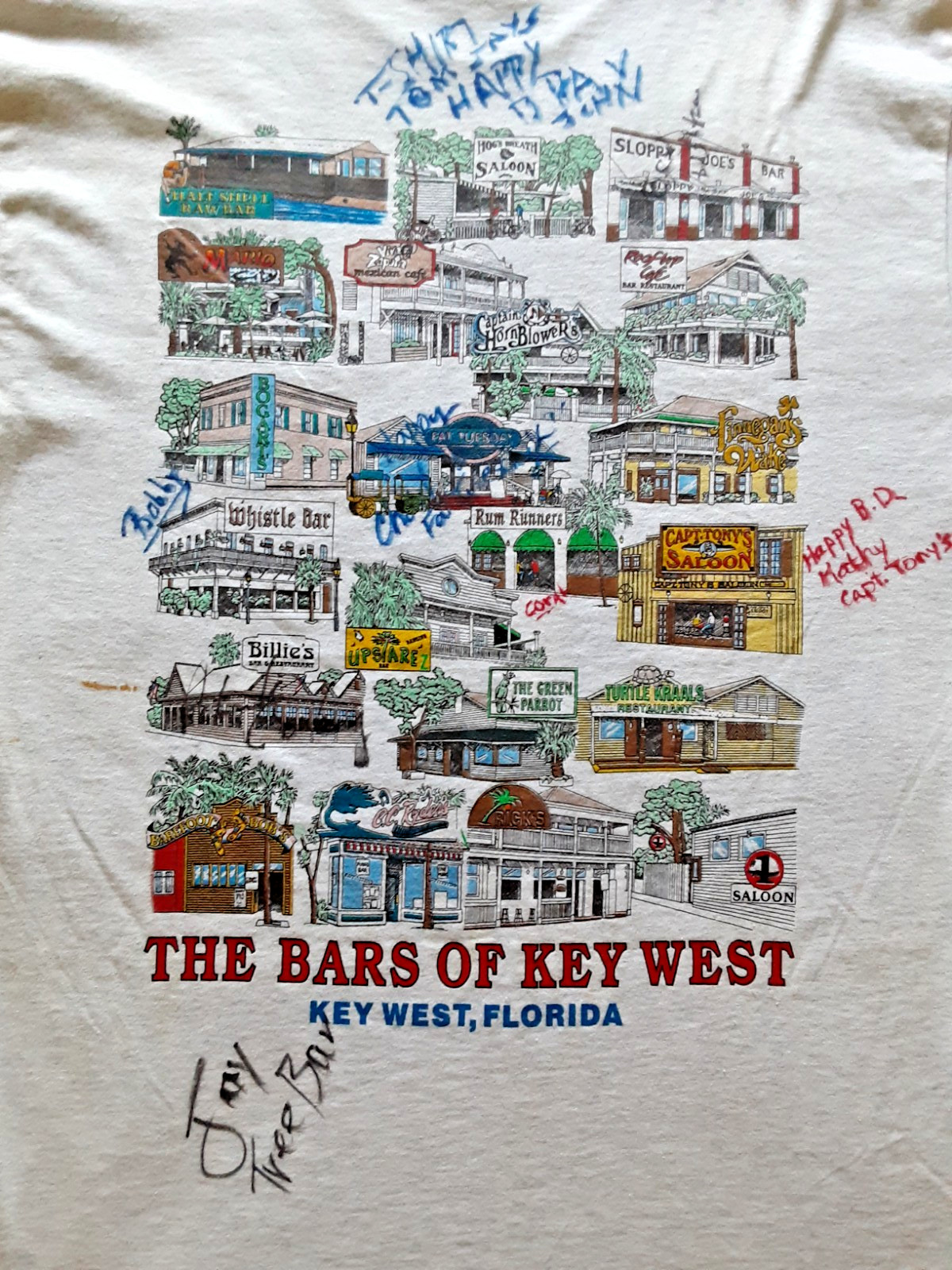 Bars of Key West Florida T Shirt Adult L – Bartender Signed – Delta Pro Weights