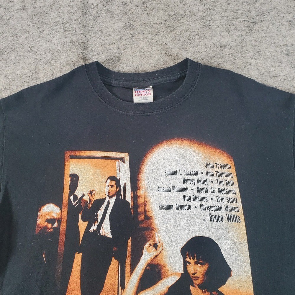 Vintage Pulp Fiction Shirt Men Medium Black Y2K Poster Print Y2K 2000s Very Rare