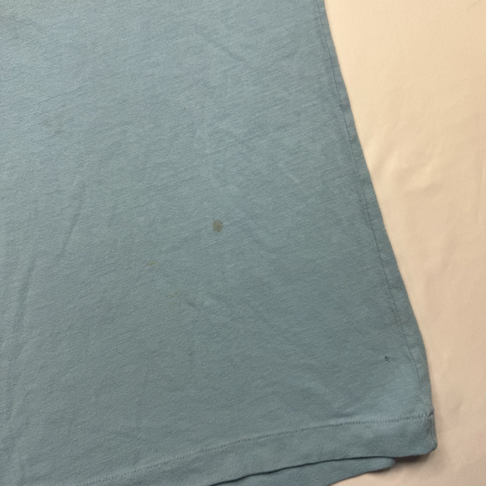 Vintage 70s Athlete’s Foot T-Shirt Medium Single Stitch Blue Yellow Stained