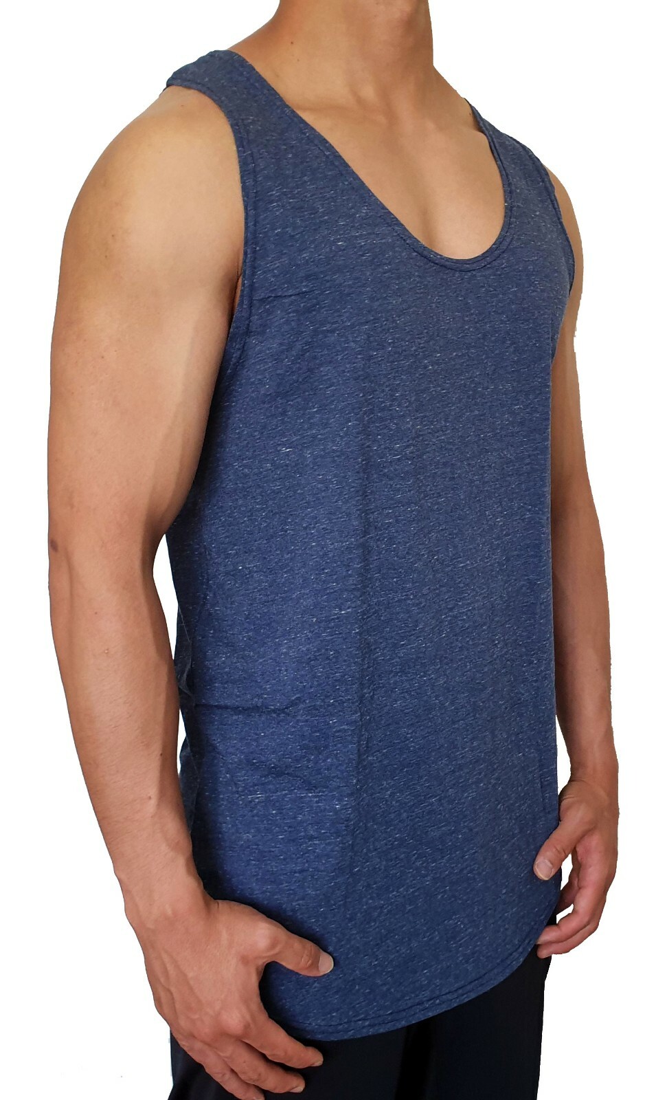 MENS SINGLET MUSCLE TANK TOP CURVE HEM BODYBUILDING GYM LIFTING CASUAL PLAIN