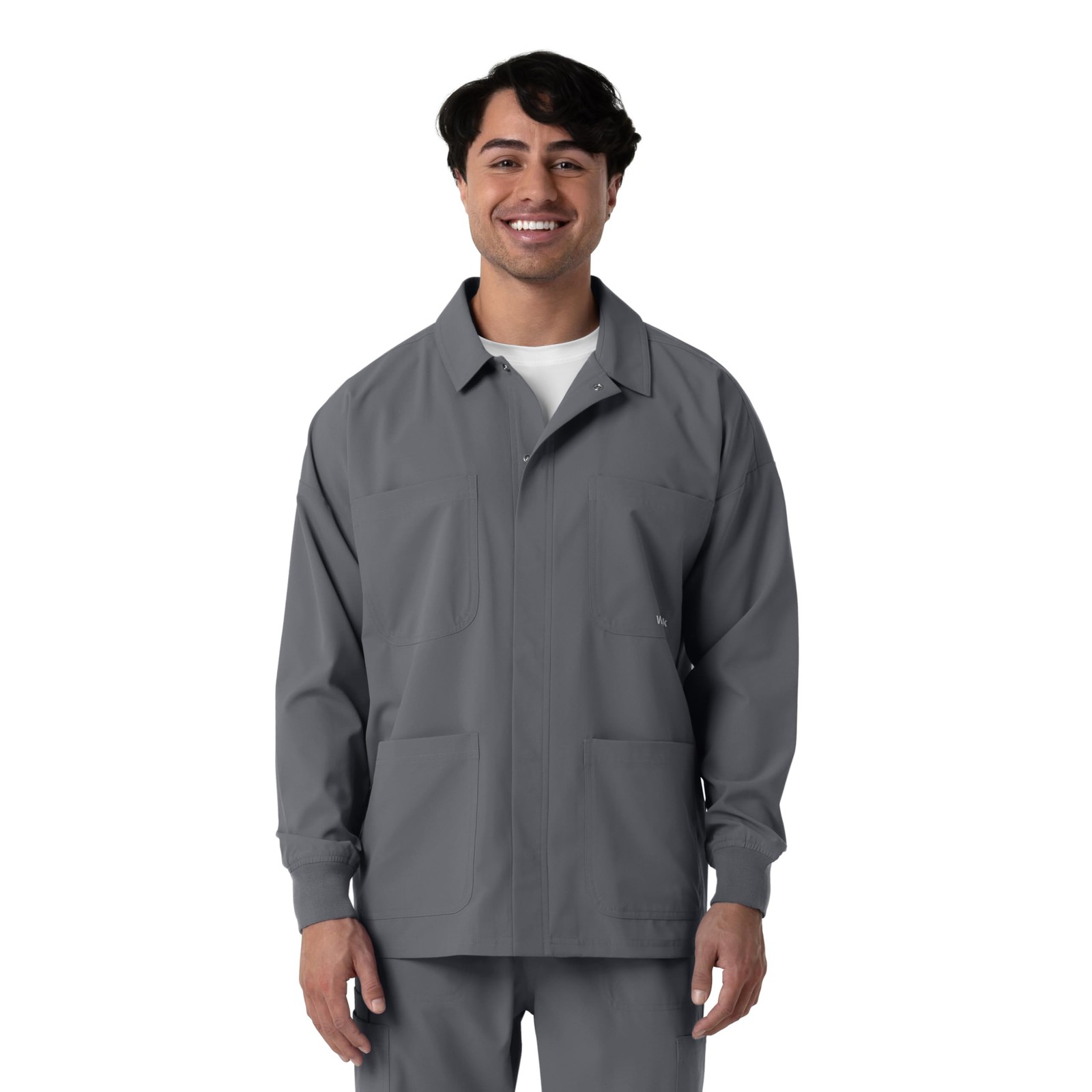 WINK Nurtur Men’s Scrub Jacket 5XL Pewter Gray Snap Front Warm-Up Top NWT