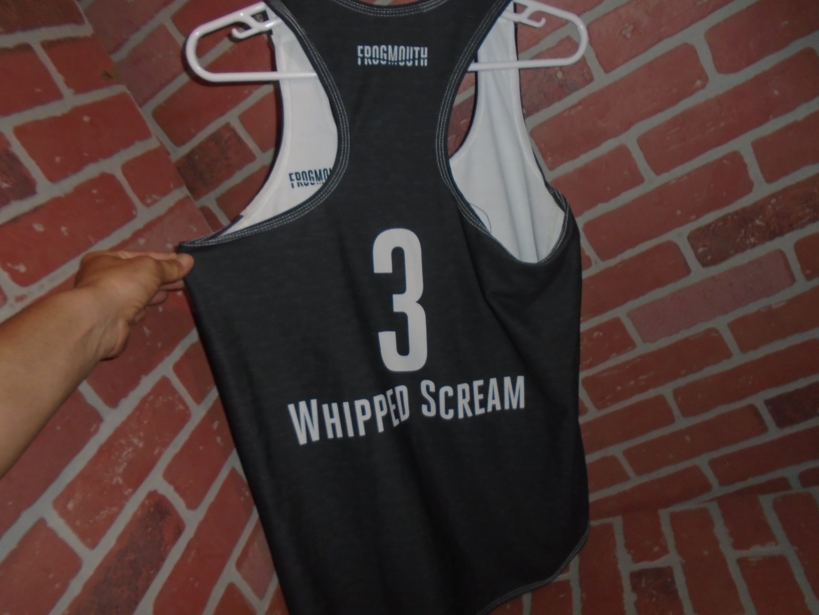 FROGMOUTH “#3 WHIPPED CREAM”REVERSIBLE JERSEY TANK-ADULT SIZE-SEE PICTURES