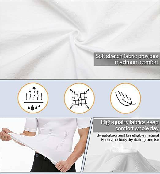 Men T-shirt Male Body Shaper Compression Shapewear Fitness Tummy Control Vest US