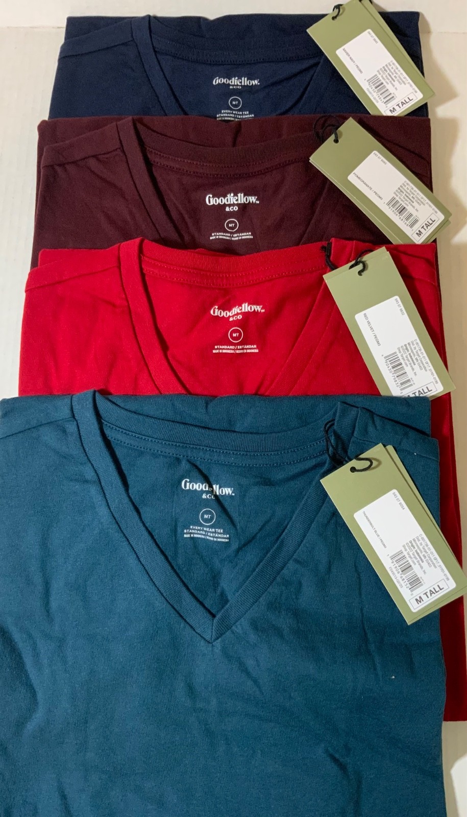Men’s V-Neck T-shirt MEDIUM TALL short sleeve Standard Cotton/Poly color choice