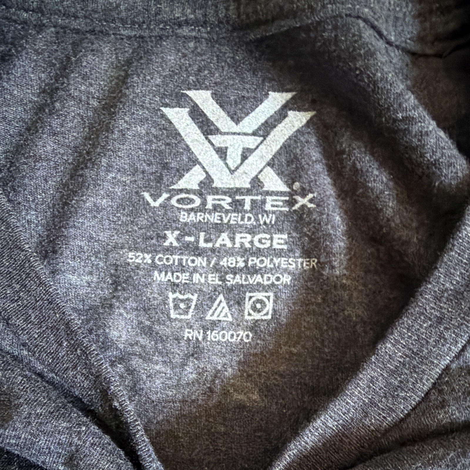 Vortex Men’s XL Gray Graphic Logo Crew Neck Short Sleeve T-Shirt Cotton Blend