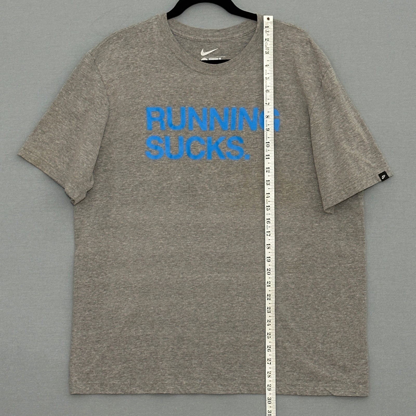 Nike Running Sucks Graphic T-Shirt Mens XL Gray Sun Faded Sarcastic Gym Tee