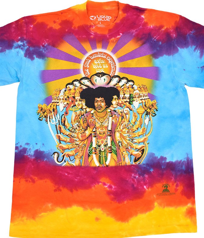 Jimi Hendrix Axis Bold As Love Tie-Dye T-Shirt Liquid Blue