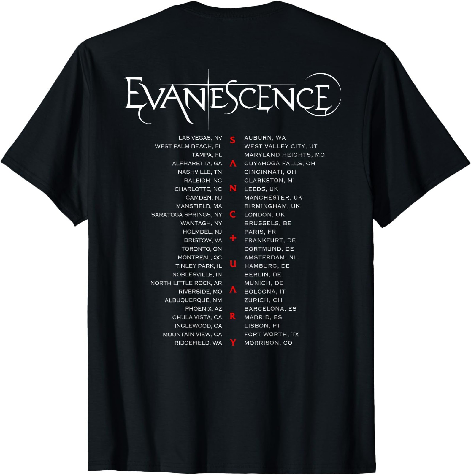 ( Front & Back ) Evanescence 2026 World Tour Date Back Unisex T-Shirt