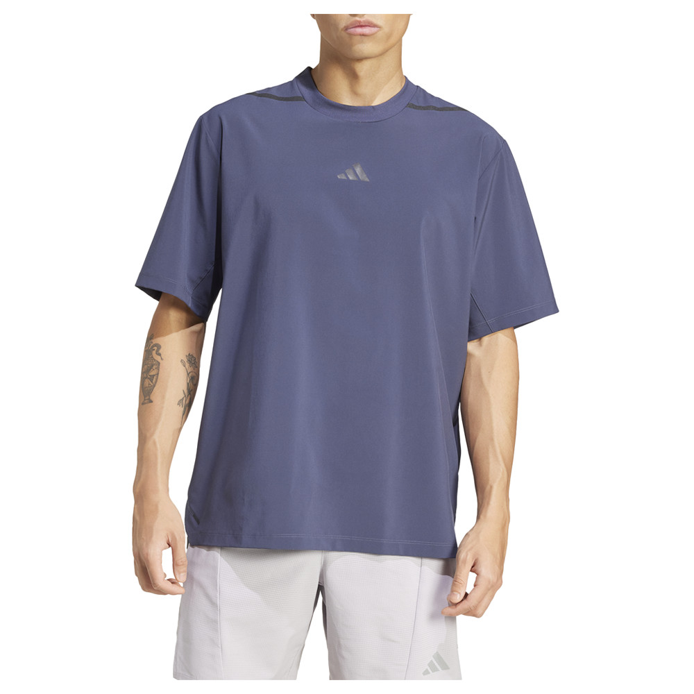 adidas Workout Crew Neck Short Sleeve Athletic T-Shirt Mens Blue Casual Tops IX9