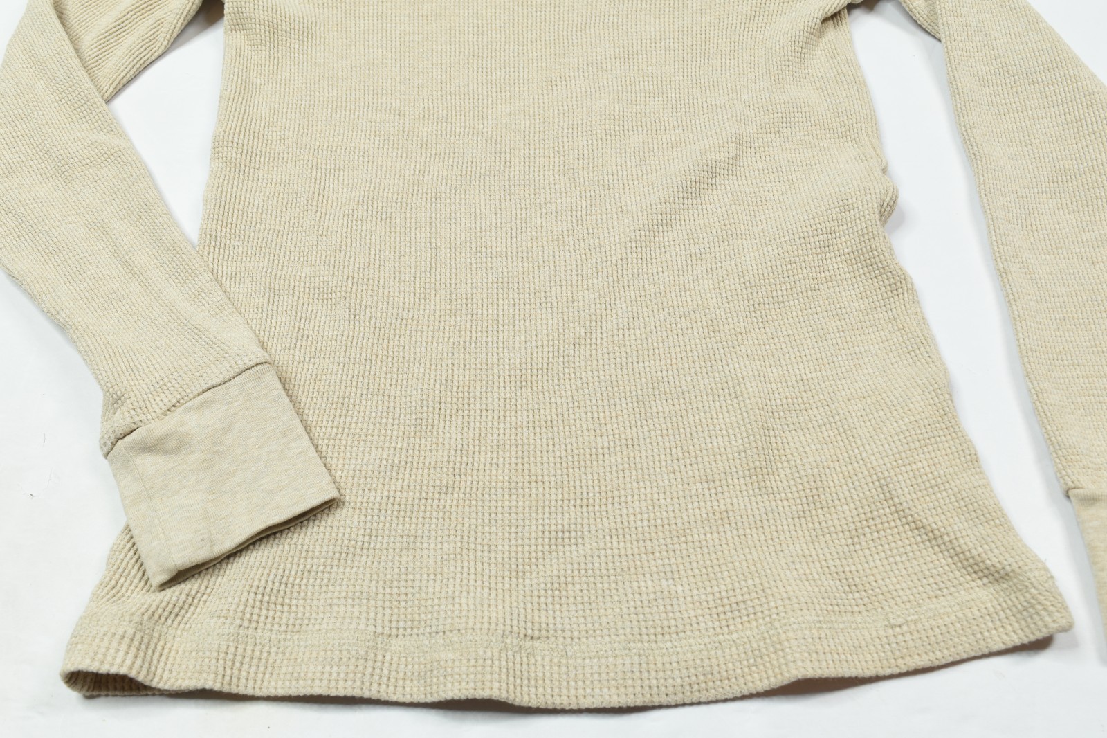 Polo Ralph Lauren Waffle-Knit Thermal Shirt Mens Small Beige Long Sleeve Slim