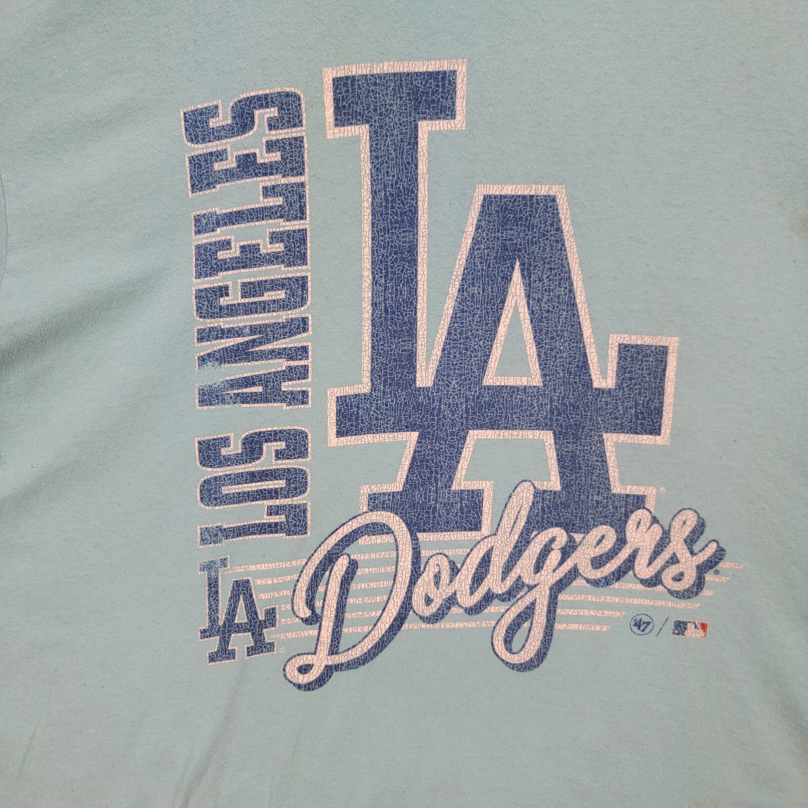 LA Los Angeles Dodgers Light Blue Short Sleeve Graphic Tee Casual TShirt Size XL