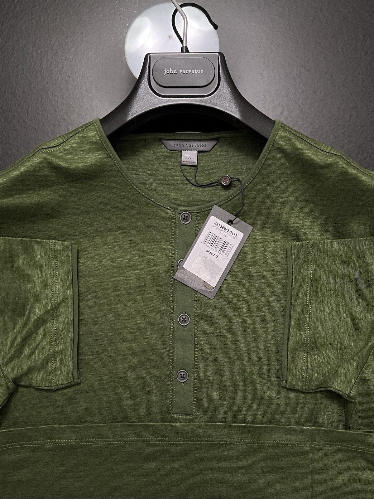 John Varvatos Collection Luxury Henley – Mercerized Linen – Raw Edges – Vtg 2020