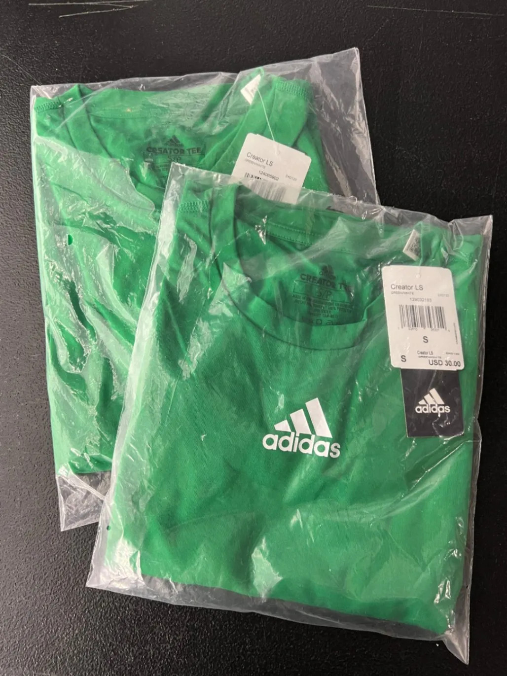 Adidas Creator LS Green White T-Shirt Small LONG Sleeve Athletic Workout Tee