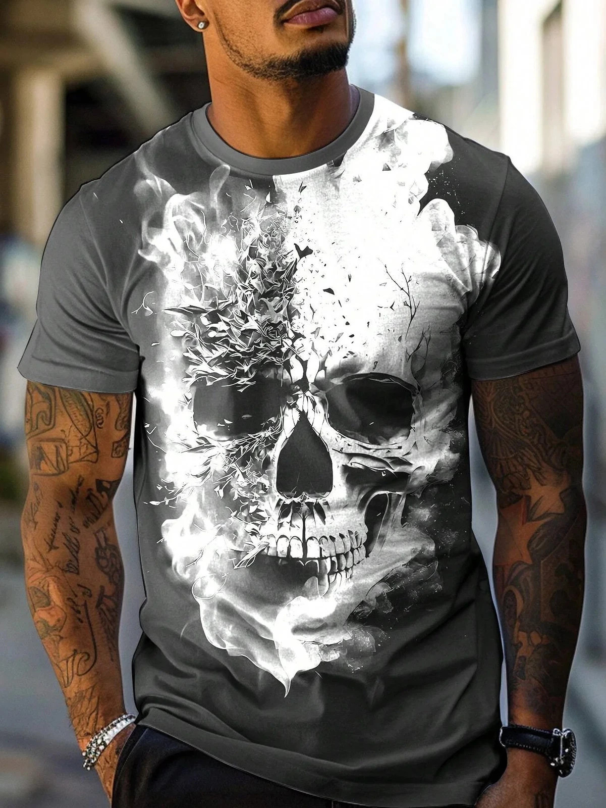 Summer Men’s Skull Graphics 3D Printed Tshirt Short Sleeved T-Shirt For Men
