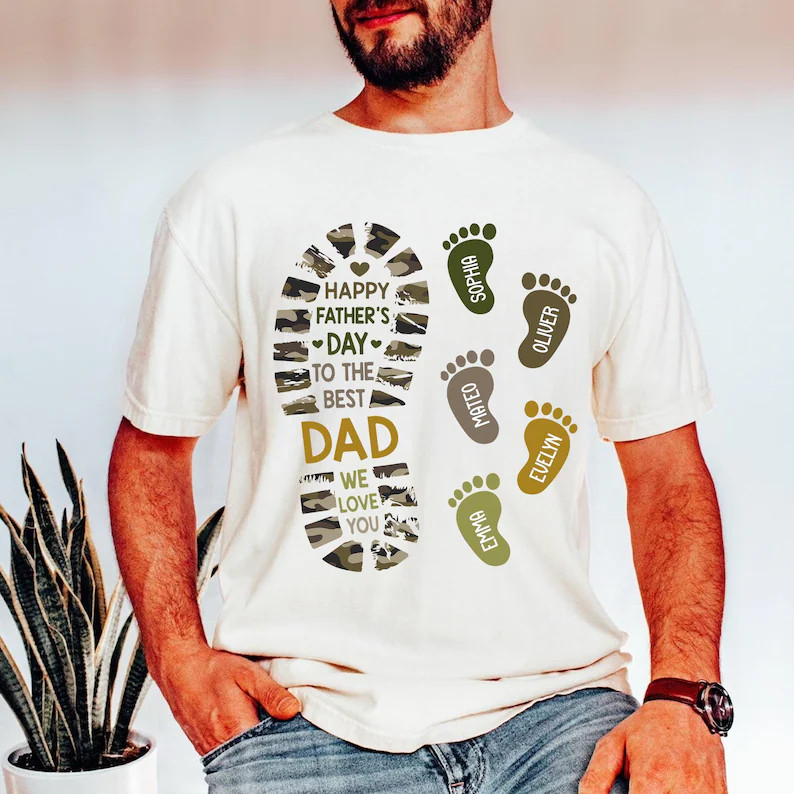 Personalized Dad Camo Footprint Gidan Tee