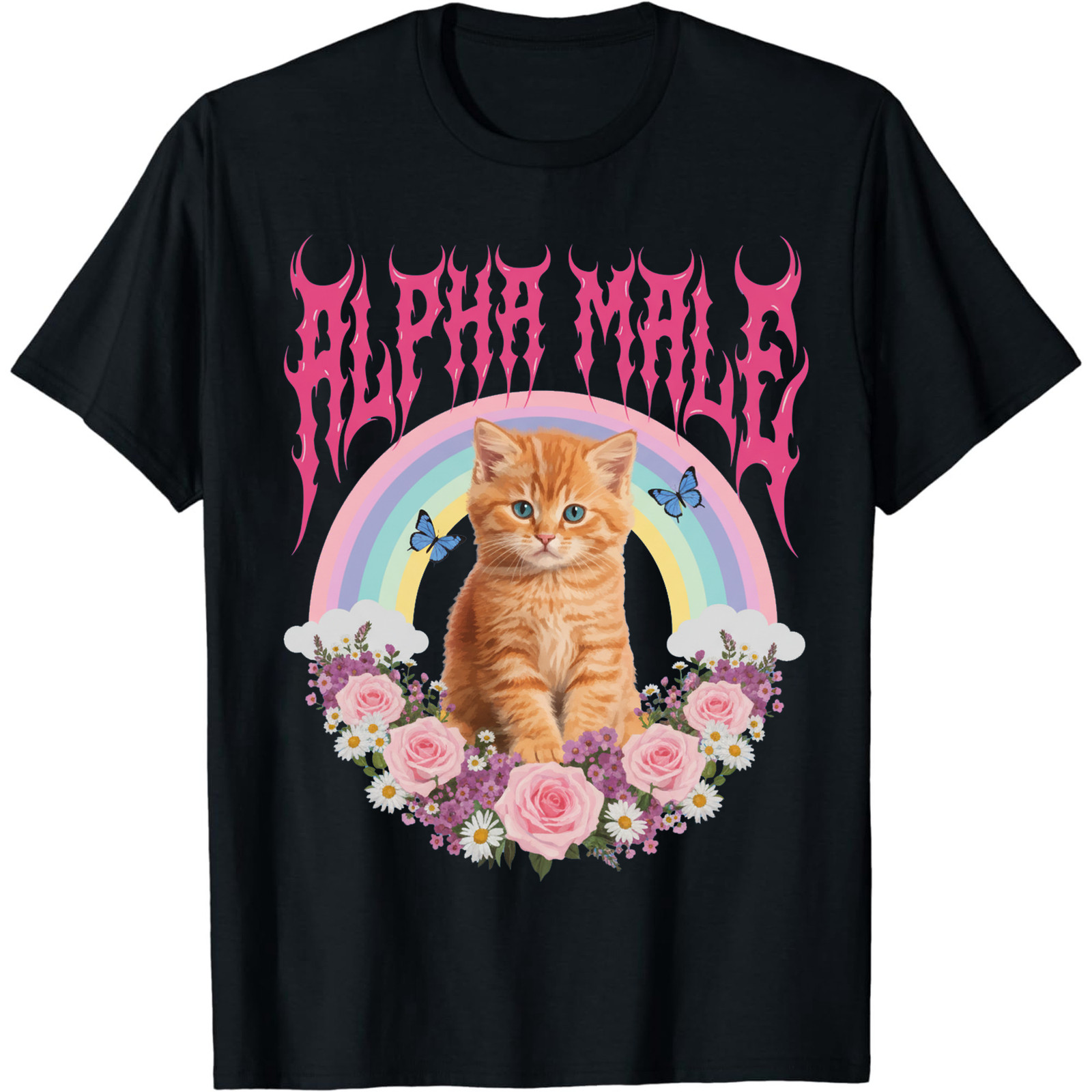 Funny Alpha Male Shirt Cute Kitten Rainbow Graphic Tee Sarcastic Men Women Gift