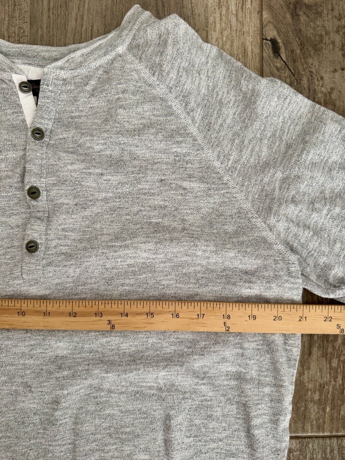 Good Man Brand Slub Cotton Henley Shirt Mens Large Grey Long Sleeve Casual
