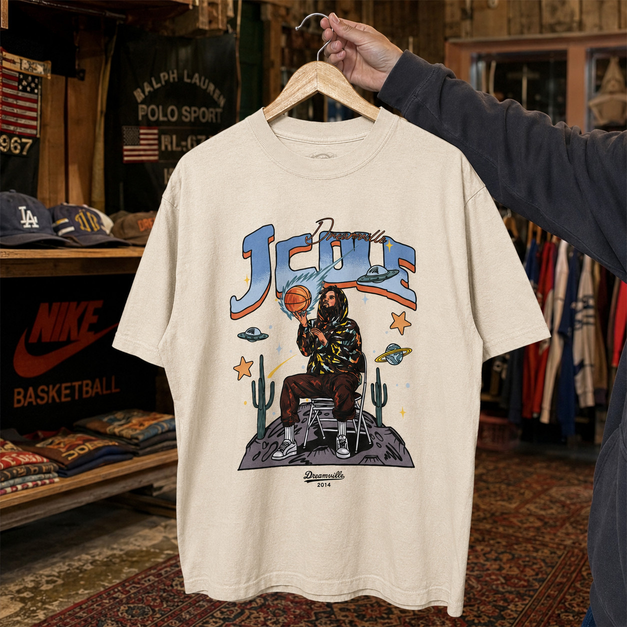 J Cole Shirt Cartoon Rap Tee Dreamville Hip Hop Clothing Basketball Graphic XL