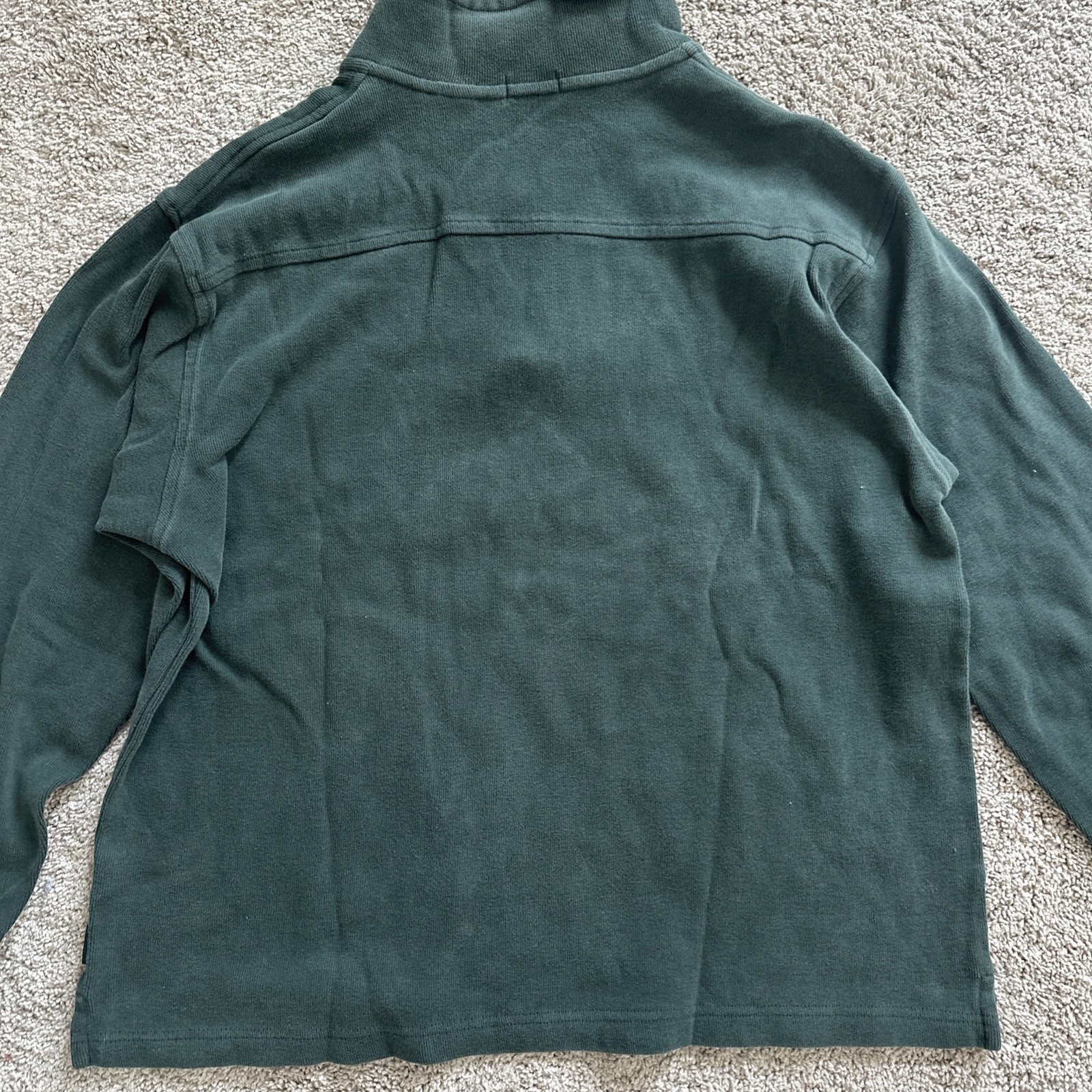 IZOD 1/4 Zip Pullover Mens Large L Forest Green 100% Cotton Mock Neck Sweatshirt