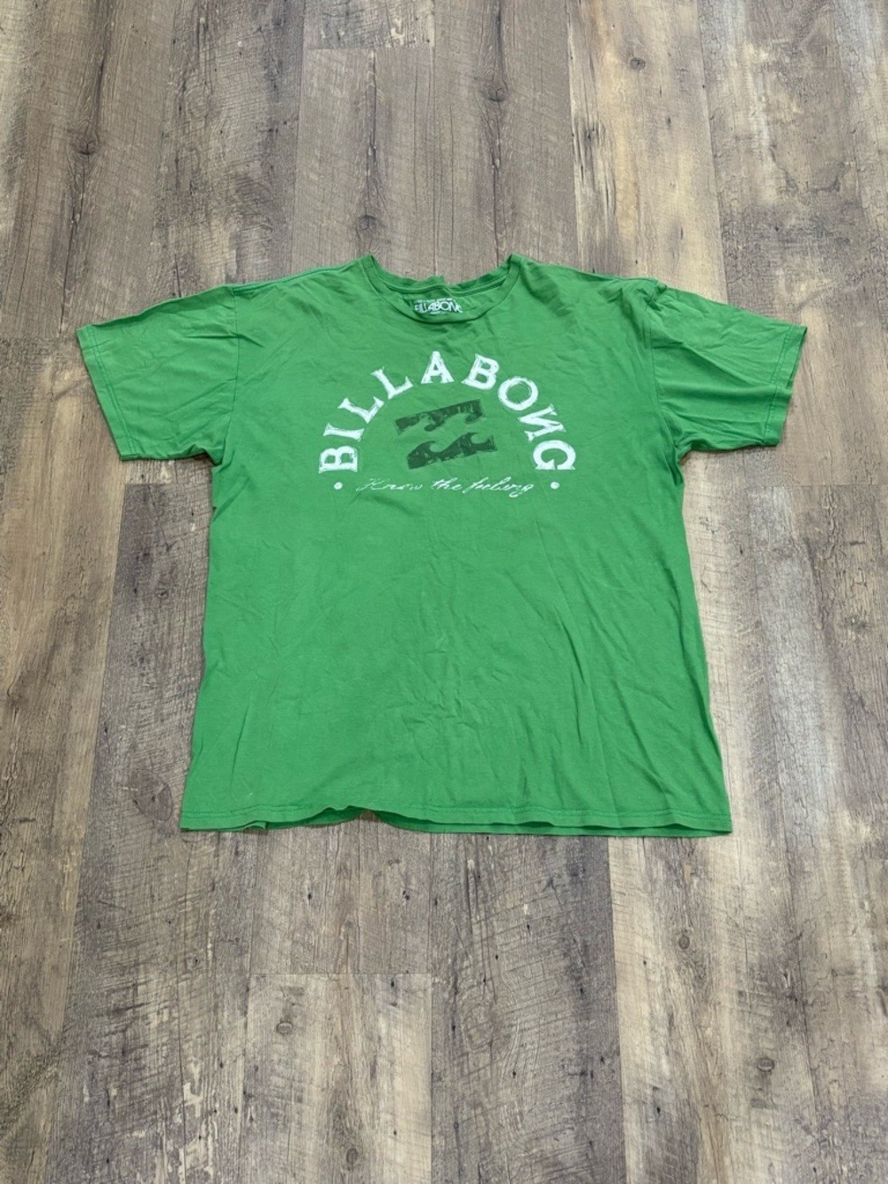 Billabong Green XL Short Sleeve Logo Tee with White Graphic